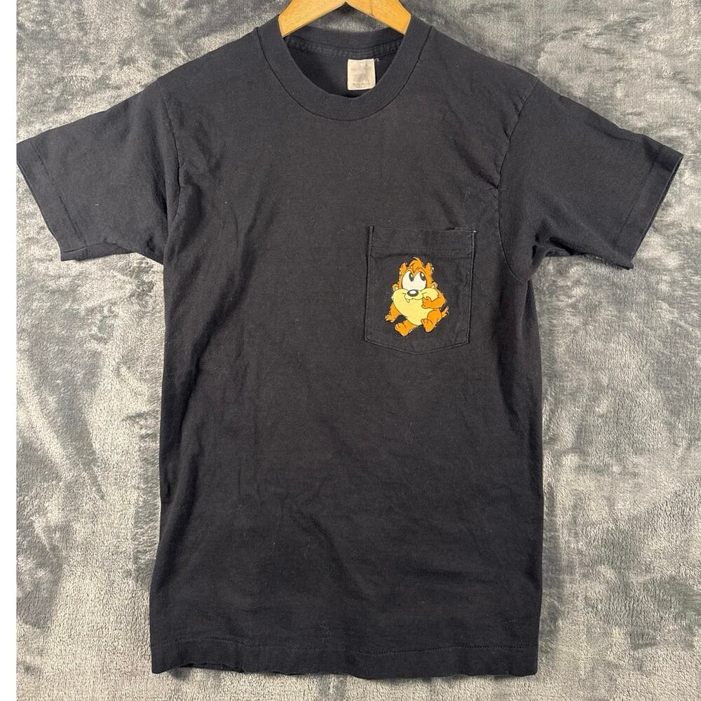 VTG 90s Looney Tunes Baby Taz Single Stitch T Shirt Size XS Black FOTL USA!